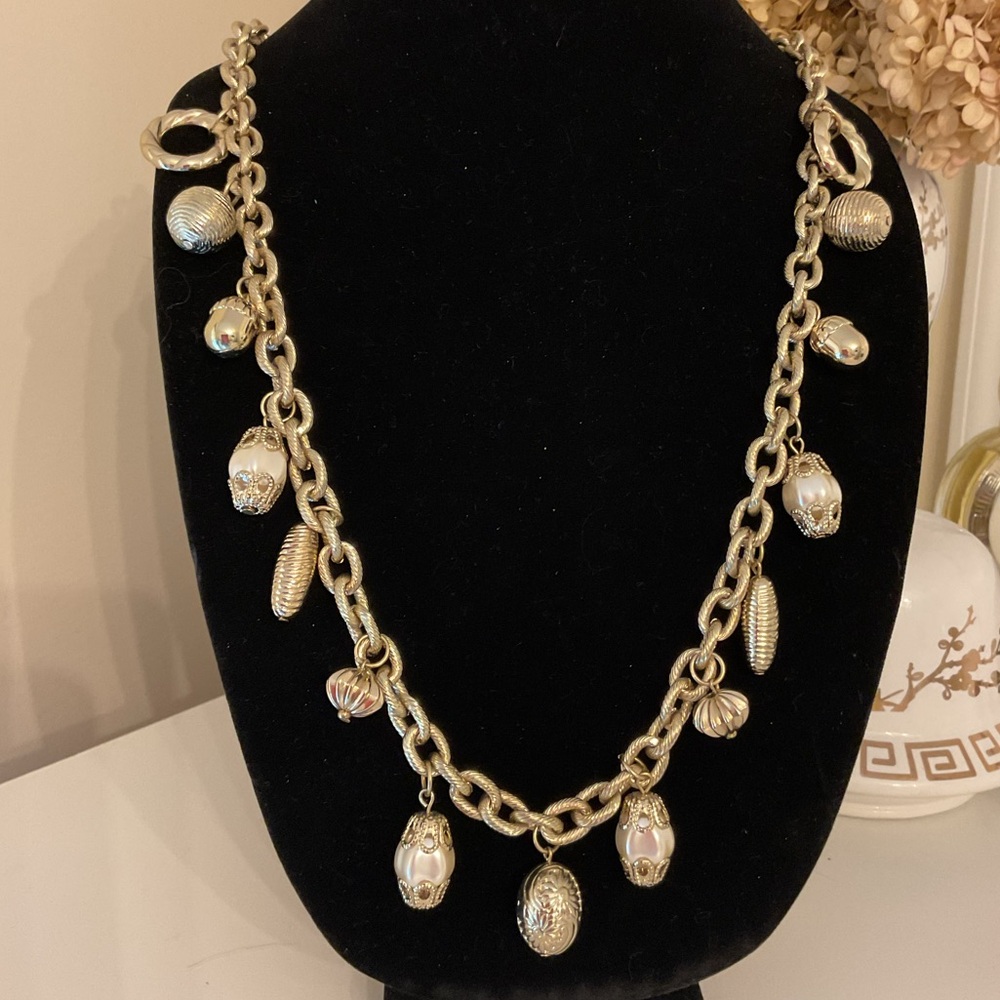 #42 Vintage Chunky Goldtone Necklace with Charms